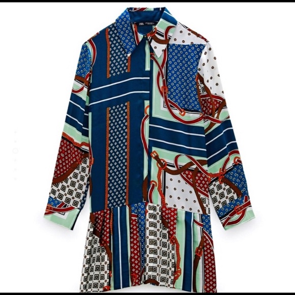 NWT ZARA Printed Dress Chain Print XS Blogger Fav - Picture 8 of 9